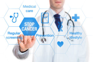 Cancer prevention and awareness concept, icons